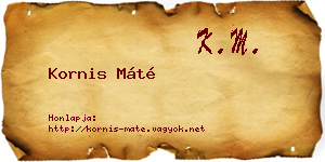 Kornis Máté névjegykártya
