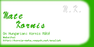 mate kornis business card