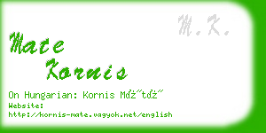 mate kornis business card